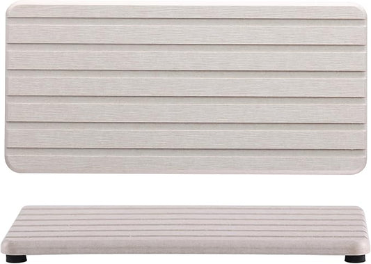 NiuYichee 2 PCS Water Absorbent diatomite Coasters, 8.3" x 4" Water Absorbing Stone Tray for Sink, Stone Drying mat for Kitchen Counter, Stone soap Tray Used for Hand Soaps & toiletries & Plants