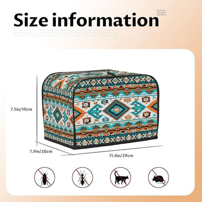 2 Slice Aztec Ethnic Colorful Toaster Cover Waterproof Dust Fingerprint Bread Machine Cover Washable Kitchen Appliance Protector For Home Kitchen Bakeware Table Decor Women Gifts