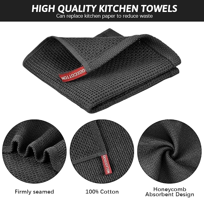 Nialnant 6 Pack Kitchen Towels, 100% Cotton Dish Cloth for Washing Dishes, Absorbent Quick Drying Dish Rags, Multipurpose Cleaning Rags-12x12 Inches