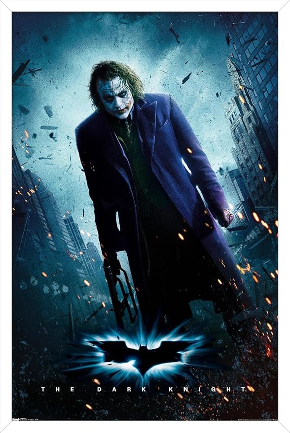 Trends International DC Comics Movie - The Dark Knight - The Joker - One Sheet Wall Poster, 14.725" x 22.375", White Framed Version