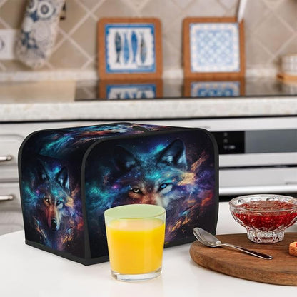 Toaster Cover 2 Slice Wide Slot Galaxy WolfBread Toaster Oven Dustproof Cover Small Appliance Kitchen Covers Dust and Fingerprint Protection for Women Gift 2 Slice