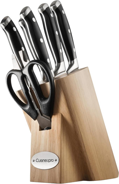 Cuisine::pro Artisan™ Knife Block (Licht, 7 Piece Set) - Premium German Stainless Steel, Complete Knife Set, Full Tang Handles, Guard Lip, Stylish Block Display, Professional Kitchen Knives