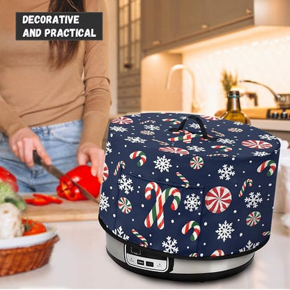 Candy Canes Snowflakes Slow Cooker Dust Cover Compatible with 6-8 qt Crock for Pot Peppermint Candies Small Kitchen Appliance Decor Dust Cover