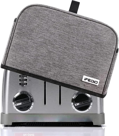 Toaster Cover 4 Slice with Storage Pockets, Toaster Dust Cover, Washable & Waterproof (Grey)
