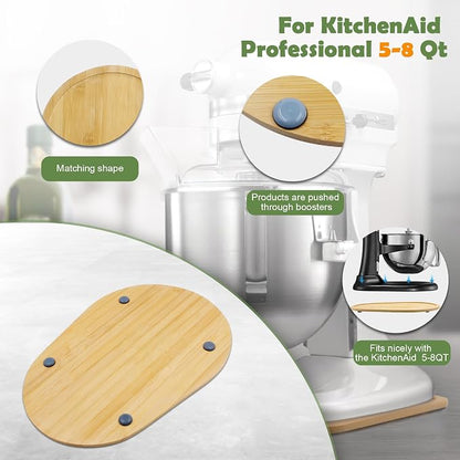 Bamboo Mixer Slider Compatible with Kitchen aid Bowl Lift 5-8 Qt Stand Mixer - Kitchen Countertop Storage Mover Sliding Caddy for Kitchen Aid 5-8 Qt Mixer