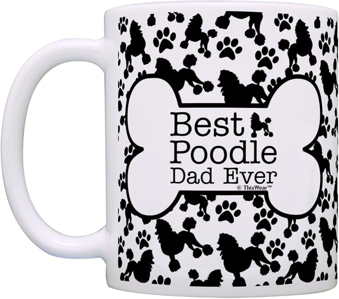 ThisWear Best Poodle Mom Dad Ever Bundle Paws Dogs 2 Pack Gift Coffee Mugs Tea Cups Bone Pattern