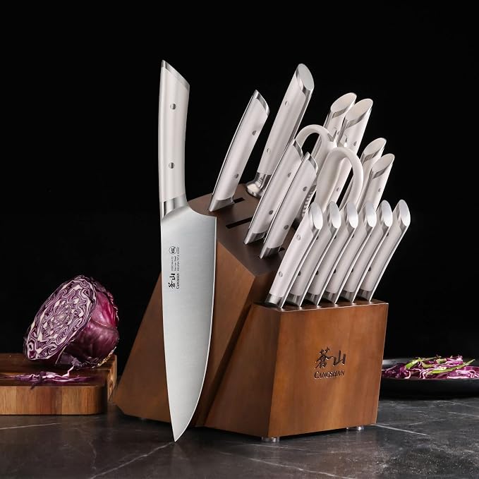 Cangshan HELENA Series German Steel Forged Knife Block Set (17-Piece, White)