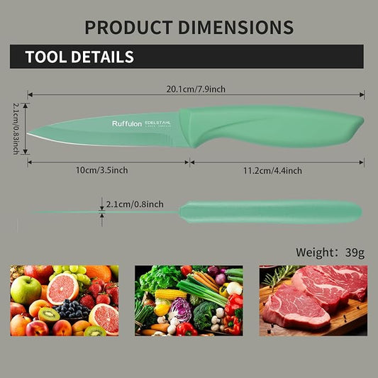 Paring Knife Set, 4PCS Stainless Steel Paring Knife Set, Ultra Sharp Fruit and Vegetable Knives, 3.5-Inch Kitchen Knives, Razor-Sharp Knife,Ergonomic Handle Design,Green.