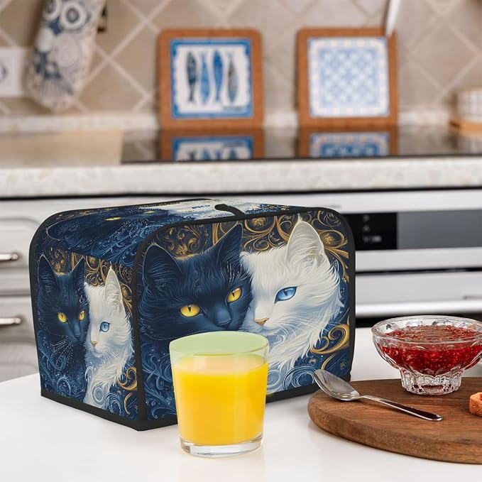 Ethnic Car Blue White Toaster Cover 2 Slice Wide Slot Washable Kitchen Appliance Covers Fingerprint Bread Machine Dust Cover Small Toaster Oven Accessories Covers Bread Maker Bag Women Gift