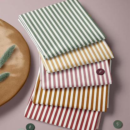 Cotton Patchwork Quilting Fabric Panel – 155×100 cm, 100% Cotton, Made in Türkiye (PRT_KUP 01-001) (Striped Printed, 5 pcs (23.6x11.8 inc))