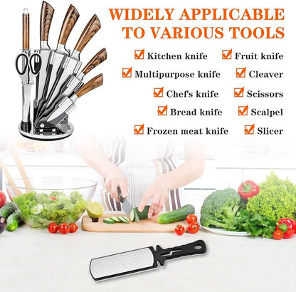 Diamond Sharpening Stone,400/1000 Grit Handheld Double-Sided Diamond Sharpener 5 in 1 Honeycomb Surface Knife Sharpener Plate Whetstone with Ceramic & Tungsten Steel Scissor Slot,White
