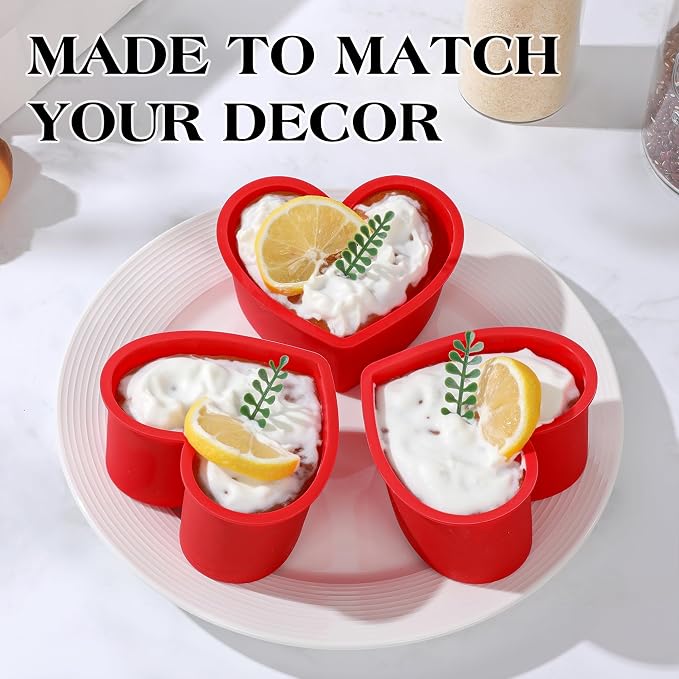 8 Inch Silicone Heart Shaped Cake Pans Small Heart Cake Pan Set Nonstick Silicone Heart Molds for Baking (2 Pcs, Red)