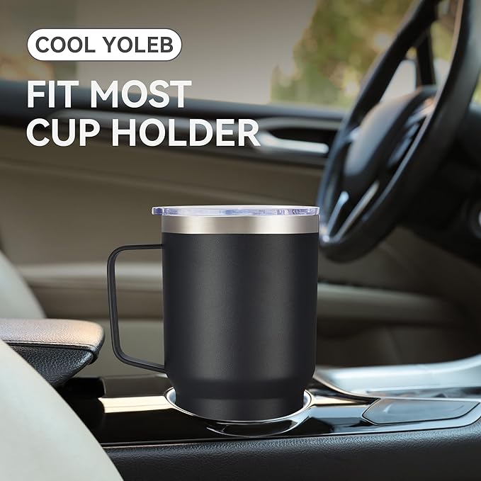 30 oz Tumbler with Handle and Lid, Stainless Steel Tumblers Bulk Double Wall Vacuum Insulated Travel Mug Leak Proof Cup Keep Drinks Cold and Hot Black, 12 Pack