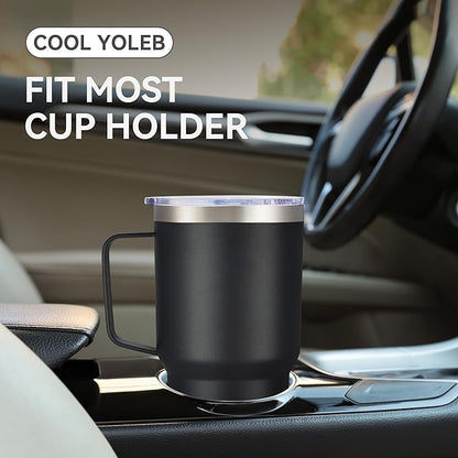 30 oz Tumbler with Handle and Lid, Stainless Steel Tumblers Bulk Double Wall Vacuum Insulated Travel Mug Leak Proof Cup Keep Drinks Cold and Hot Black, 4 Pack