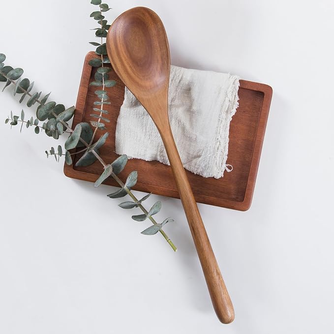 Large Wooden Spoon for Cooking,17 inch Big Acacia Wood Spoon for Deep Pot,Giant Wooden Spoon with Long Handle,Versatile Wood Spoons for Stirring,Cooking Mix Flipping,Servin