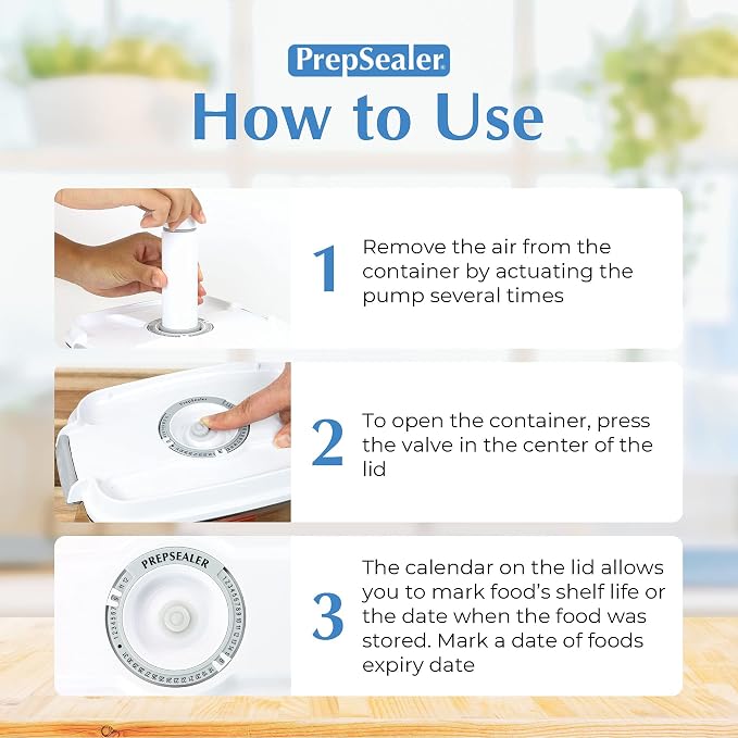 PrepSealer Marinating Vacuum System Container-Makes Food Tastier, Juicier, Healthier and More Tender (2 Liter, Rectangle Shape, Tritan Material, BPA free, Tray and Manual Hand Pump Included)