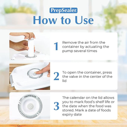 PrepSealer Marinating Vacuum System Container-Makes Food Tastier, Juicier, Healthier and More Tender (2 Liter, Rectangle Shape, Tritan Material, BPA free, Tray and Manual Hand Pump Included)