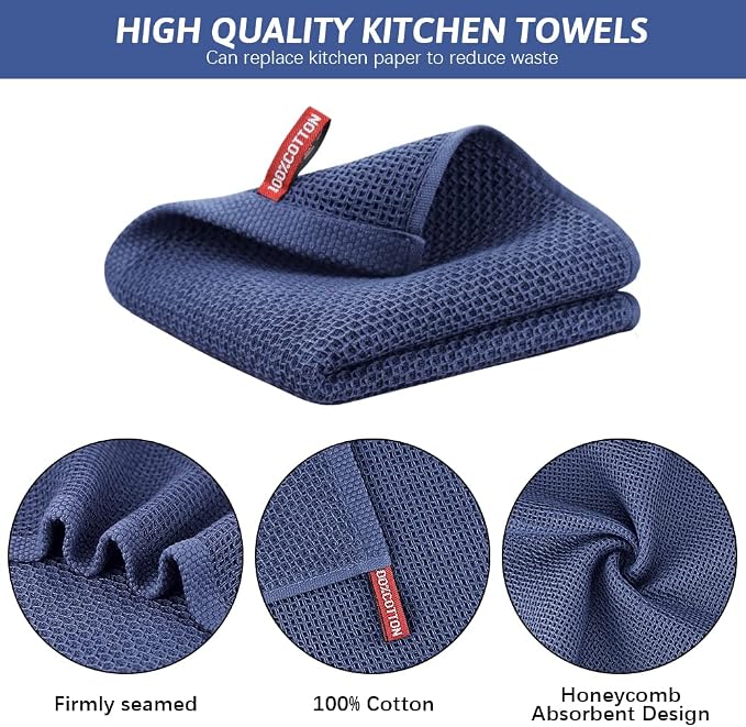 Nialnant 6 Pack Kitchen Towels,Large 100% Cotton Hand Towels,Absorbent Dish Towels for Drying Dishes-13x28 Inches,Multi Color