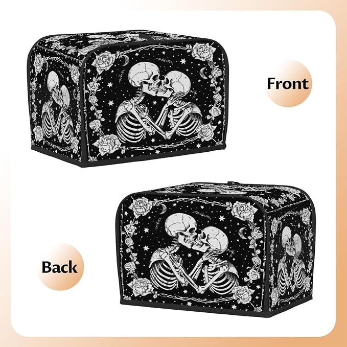 Toaster Cover 4 Slice Wide Slot Halloween Skull SkeletonBread Toaster Oven Dustproof Cover Small Appliance Kitchen Covers Dust and Fingerprint Protection for Women Gift 4 Slice