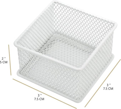 Annova Stackable Mesh Drawer Cabinet and Shelf Organizer Bins Storage Basket School Office Supply Holder Tray- Set of 2 (White, 3x3x2 Inch)