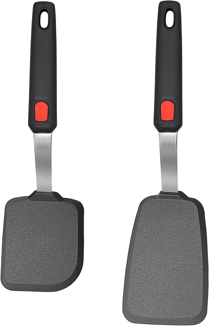 2 Pack Silicone Spatula Turner, 600°F Heat Resistant Kitchen Spatula Set for Nonstick Cookware, Cooking Utensil Set for Egg Pancake Flipper/Heat Resistant Silicone Grip | Cooking Utensils Set for Egg Pancake Flipper, Heat Resistant Silicone Grip, Stain...