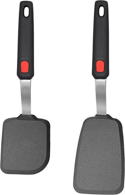 2 Pack Silicone Spatula Turner, 600°F Heat Resistant Kitchen Spatula Set for Nonstick Cookware, Cooking Utensil Set for Egg Pancake Flipper/Heat Resistant Silicone Grip | Cooking Utensils Set for Egg Pancake Flipper, Heat Resistant Silicone Grip, Stain...