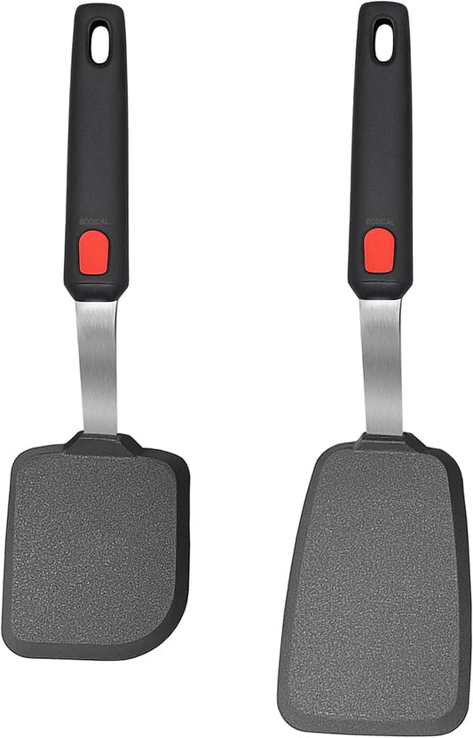 2 Pack Silicone Spatula Turner, 600°F Heat Resistant Kitchen Spatula Set for Nonstick Cookware, Cooking Utensil Set for Egg Pancake Flipper/Heat Resistant Silicone Grip | Cooking Utensils Set for Egg Pancake Flipper, Heat Resistant Silicone Grip, Stain...