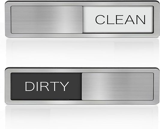 Dishwasher Magnet Clean Dirty Sign - Stainless Steel Dishwasher Magnetic Sign - Clean & Dirty Dishwasher Slider Easy to Indicator - Kitchen Gadgets