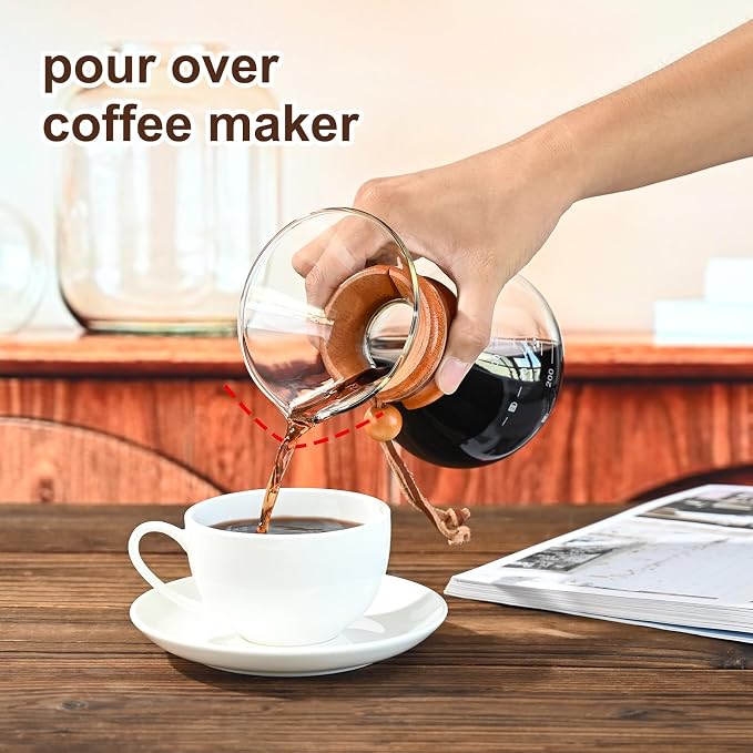 FrutPunch Pour Over Coffee Maker with Stainless Steel Filter, Pour Over Coffee,Pour Over Coffee Dripper, 13.5 OZ, Drip Coffee Maker, High Heat Resistant Carafe, also for Camping, Hiking