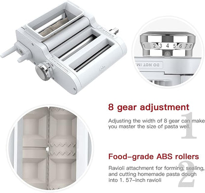 ANTREE 3-IN-1 Pasta Attachment & Ravioli Attachment for KitchenAid Stand Mixers, Pasta Maker Assecories included Pasta Sheet Roller, Spaghetti Cutter and Ravioli Maker Attachment