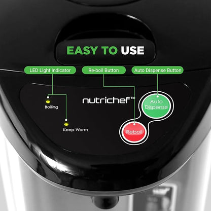NutriChef 5.2 Qt Electric Water Kettle, Portable, Quick Heating, 5 Liter Digital Kettle with 5 Temperature Settings, Safety Lock, Stainless Steel, 3 Dispensing Options, 8.46" x 11.2" x 16.5"