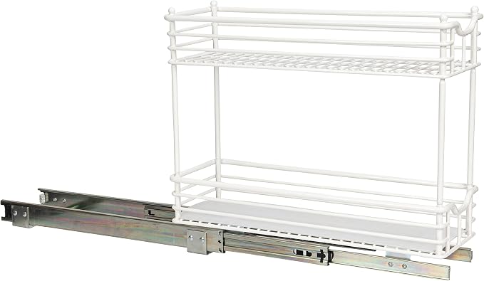 Household Essentials White Steel Two-Tier Slide-Out Organizer with Plastic Liners