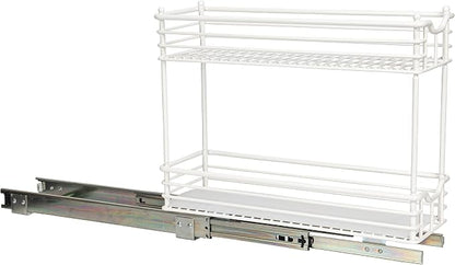 Household Essentials White Steel Two-Tier Slide-Out Organizer with Plastic Liners