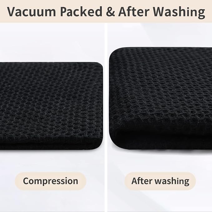 Homaxy 100% Cotton Kitchen Towels and Dishcloths Set, 12 x 12 Inches and 13 x 28 Inches, Set of 10 Bulk Kitchen Towels Set, Ultra Soft Absorbent Dish Cloths for Washing Dishes, Black