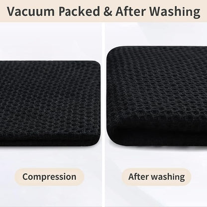 Homaxy 100% Cotton Kitchen Towels and Dishcloths Set, 12 x 12 Inches and 13 x 28 Inches, Set of 16 Bulk Kitchen Towels Set, Ultra Soft Absorbent Dish Cloths for Washing Dishes, Black