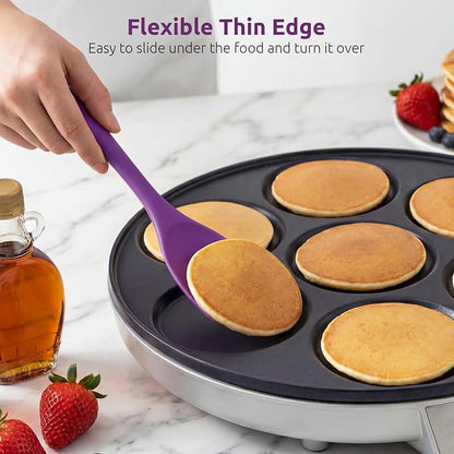 600ºF Heat Resistant Spatula Spoon: U-Taste Flexible Silicone Cooking Scoop Spoonula, Serving Mixing Scraping Food in Non-Stick Pan Cookware, Seamless Multifunctional Kitchen Utensil (Purple)