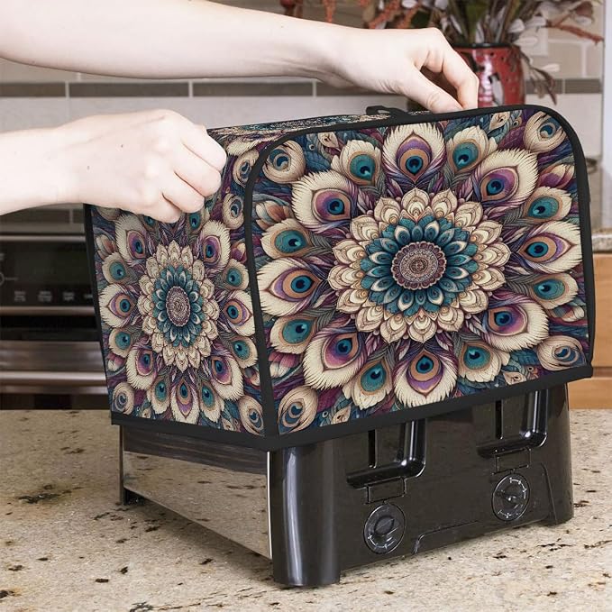 4 Slice Abstract Ethnic Mandala Toaster Cover Waterproof Dust Fingerprint Bread Machine Cover Washable Kitchen Appliance Protector For Home Kitchen Bakeware Table Decor Women Gifts