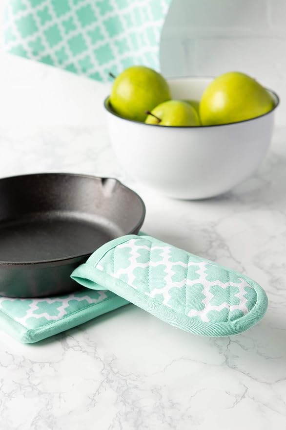 DII Lattice Basics Collection Kitchen Essentials, Pan Handle Set, Aqua, 3, Piece