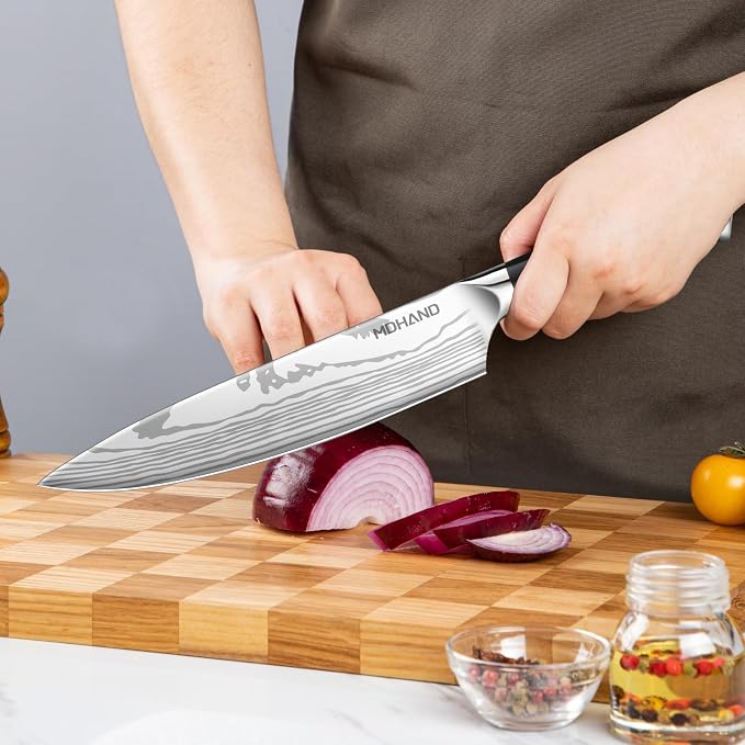 MDHAND Chef Knife Set with Roll Bag, 18PCS High Carbon Stainless Steel Ultra Sharp Professional Chef Knives Sets with Ergonomic Pakkawood Handle for Home Kitchen Cooking, Dishwasher Safe, Chef Gifts