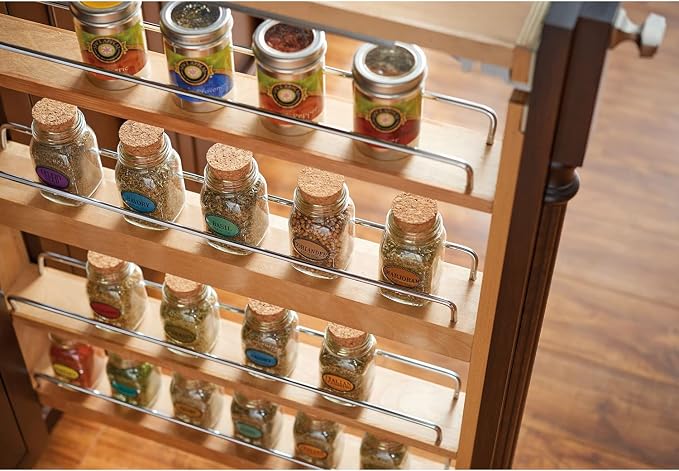 Rev-A-Shelf 432-BF-3C 3" Wood Base Cabinet Pullout Filler Organizer with Adjustable Shelves