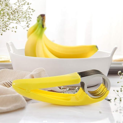 FireKylin Banana Slicer,ABS + Stainless Steel Fruit and Vegetable Salad Peeler Cutter Kitchen Tools For Banana, Strawberry,Grape（2 pcs）