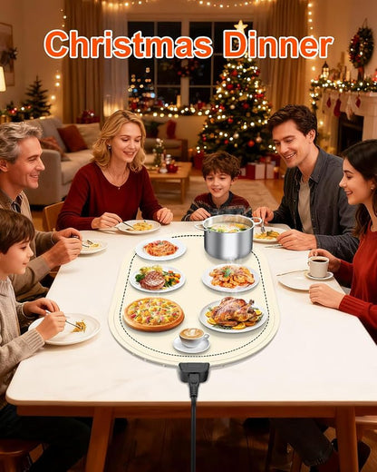 seenlast Warming Mat for Food with Adjustable Temperature Timer,10S Fast Heating Silicone Food Warmers for Parties Buffet and Home Daily,Food Warming Mat with Insulating Pad Raised Feet Protects Table