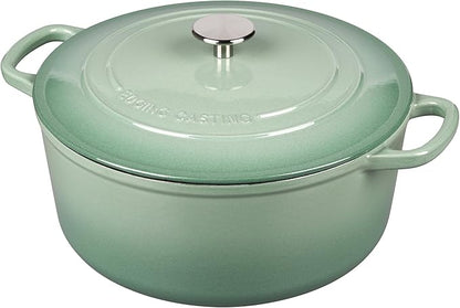 EDGING CASTING Enameled Cast Iron Dutch Oven Pot With Lid, 5.5 Quart, for Bread Baking, Cooking, Sage Green
