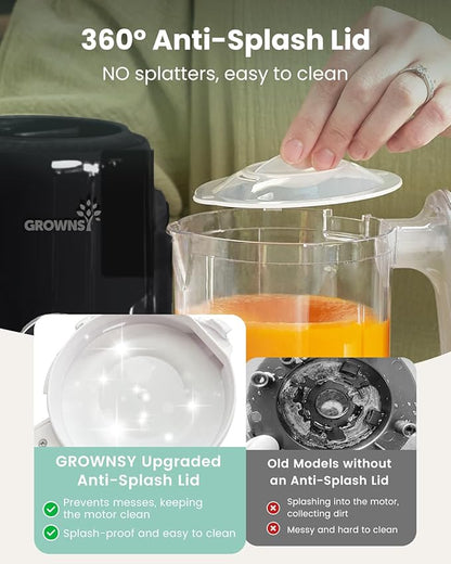 Grownsy Baby Food Maker with Steam Basket, One Step Baby Food Processor Steamer Puree Blender Grinder Mills Machine, Auto Cooking Grinding and Sterili-zing for Healthy Homemade Baby Food, Black