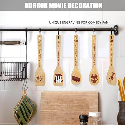 Friends TV Show Merchandise Gifts Wooden Spoons for Cooking, Natural Bamboo Kitchen Utensils Set 5 Pack for Holiday Party Decorations Kitchens Accessories Christmas Birthday Gift Comedy Fans Lover