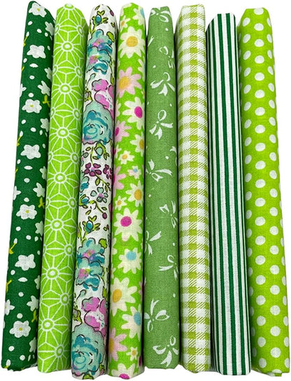 8Pcs 20 x 20 Inch Sewing Fabric Squares, Cotton Crafts Fabric Bundles Floral Patterns Printed Tissue Patchwork Fabrics Square for Quilting, Home Décor, Scrapbooking, Handwork (Green)