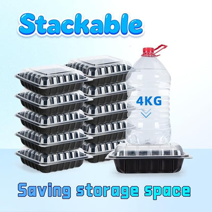 YANGRUI 25-Pack 34 oz 8" Clamshell Takeout Container Shrink-Wrapped No Wash | Steam-Resistant Anti-Fog Lid, Leakproof BPA-Free PP, Microwave Safe for Hot Soups, Restaurant To-Go & Branded Delivery