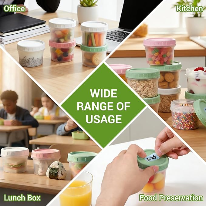 ASEVAT 18 Pack 4 oz Food Storage Containers with Twist Lids – Leakproof BPA-Free Soup Containers, Microwave/Dishwasher Safe Freezer Containers for Meal Prep, Leftovers & Takeout
