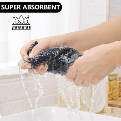 Homaxy 100% Cotton Waffle Weave Check Plaid Dish Cloths, 12 x 12 Inches, Super Soft and Absorbent Dish Towels Quick Drying Dish Rags, 6-Pack, Black & Grey