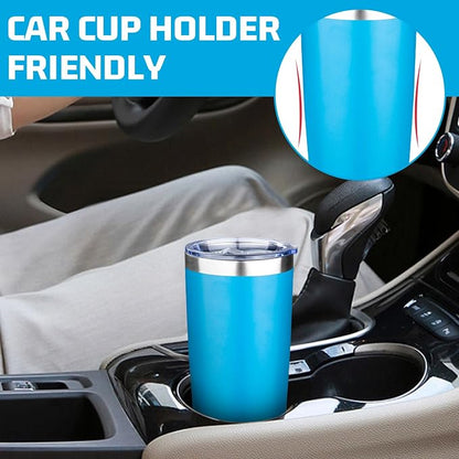 20oz Tumbler with Lid Double Wall Vacuum Insulated Travel Coffee Mug Stainless Steel Thermal Cup Powder Coated Sturdy Coffee Tumbler Bulk for Hot and Cold Beverages (Multicolor-2,6)
